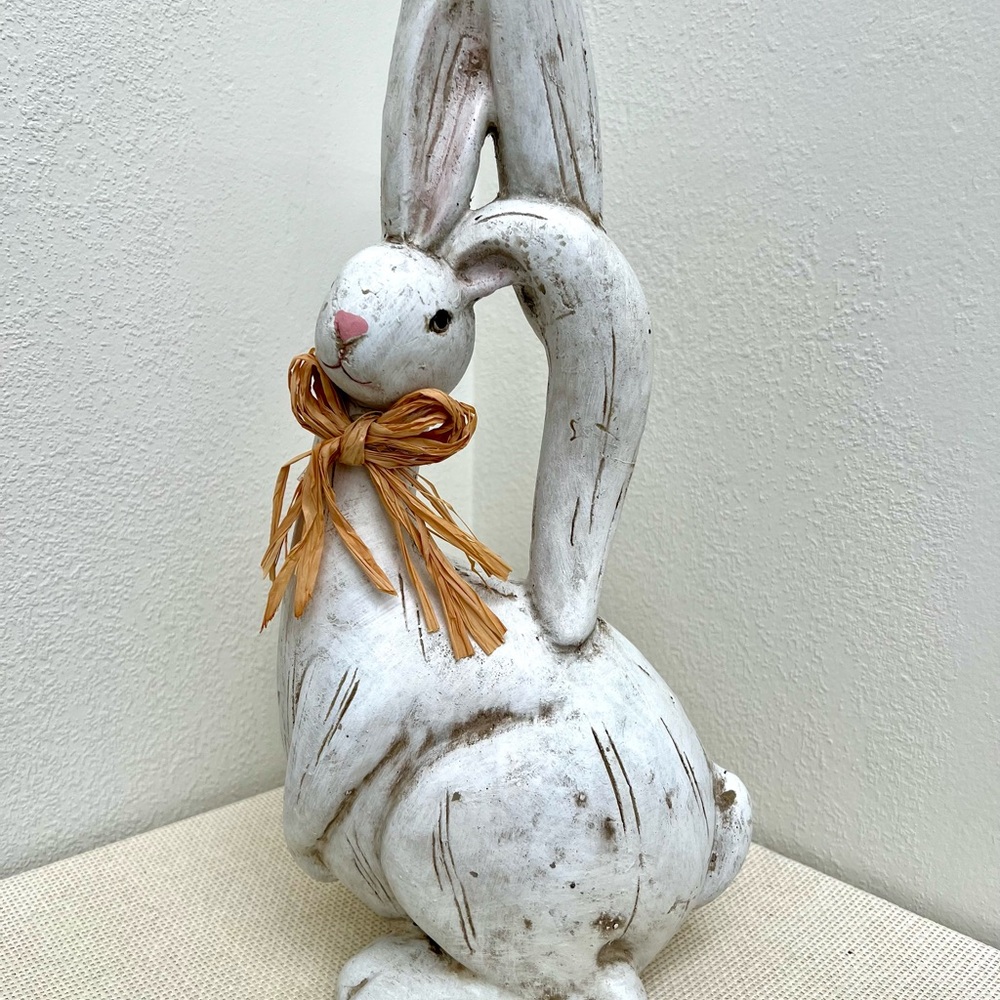 Bunny Patch - Rustic, Wooden Bunny with Jute Ribbon